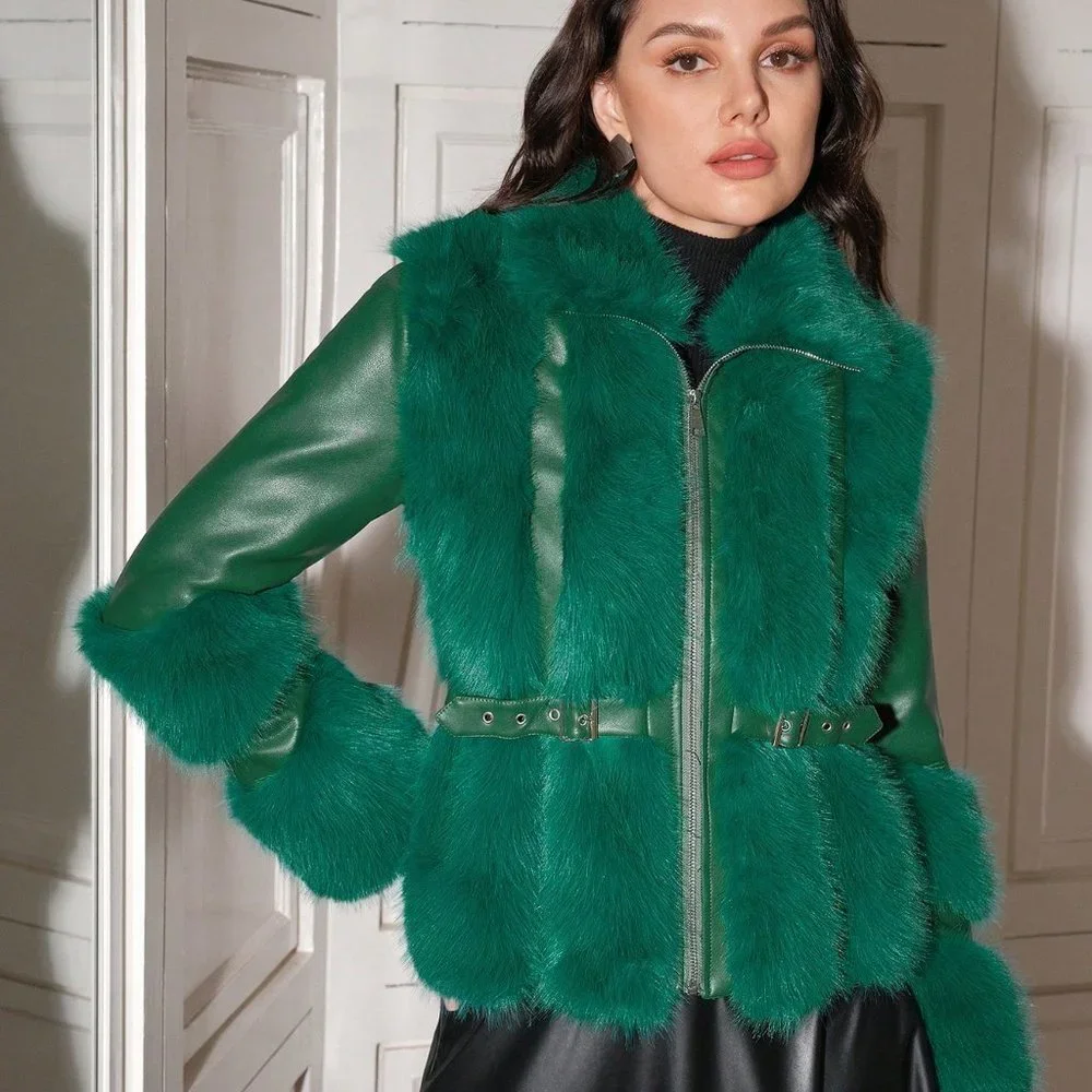 Green Preppy Women's Collar Coat - Picture 5 of 5